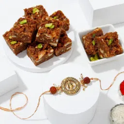 Sacred Rudraksh and Ganesh Rakhi Hamper image 1