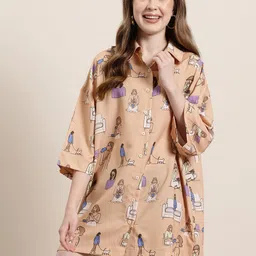 HERE&NOW Printed Oversized Shirt Mini Dress-picture-12