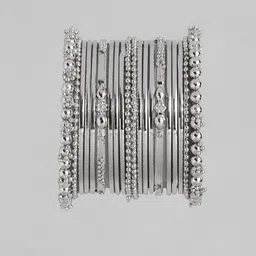 I Jewels Oxidised Silver Plated Chuda Bangles-image-56