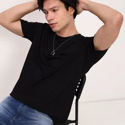 SHOWOFF Men Solid Round Neck Cotton T-shirt image 1