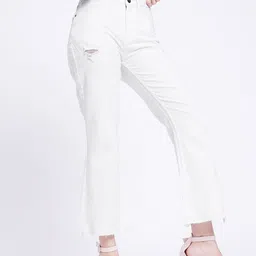 glitchez Women Cool Vibe Slim Bootcut High-Rise Low Distress Stretchable Frayed Jeans-picture-13