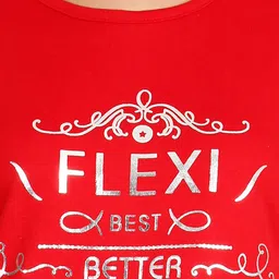 Fleximaa Women Red Printed Cotton T-shirt image 2
