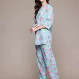 Readiprint Fashions Floral Printed Cotton Top & Trousers With Scrunchie image 5