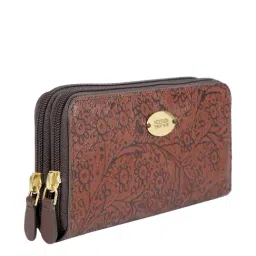 Hidesign Viola W2 Sb Brown Textured Zip Around Wallet for Women image 2