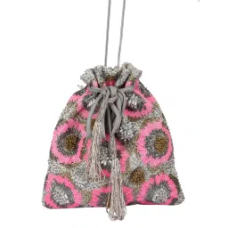 5 Elements by Radhika Gupta Pink Handcrafted Satin Potli image 4