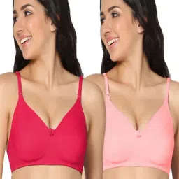 IN CARE Pink Cotton T-Shirt Bras - Pack Of 2-image-0