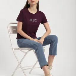 R&B Purple Cotton Graphic Print Regular Fit T-Shirt image 3