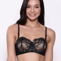Clovia Black Under Wired Padded Balconette Bra image 1