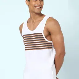 Ajile by Pantaloons White Cotton Slim Fit Striped Vest image 3