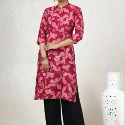 Soch Pink Floral Print Kurta-picture-4