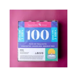 Samskara Home White Wax Tealight Candles (Pack of 100) image 3