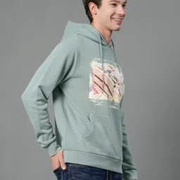 Red Tape Green Melange Regular Fit Printed Hooded Sweatshirt image 3