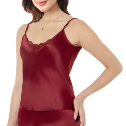Amante Solid V-neck Sleeveless Eternal Bliss Satin Camisole image 4