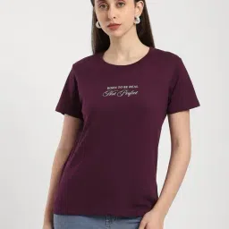 R&B Purple Cotton Graphic Print Regular Fit T-Shirt image 4