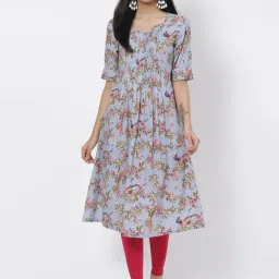 Biba Blue Printed Kurta-picture-37