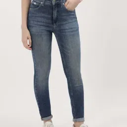 CALVIN KLEIN Blue Cotton Mid Rise Jeans-picture-14
