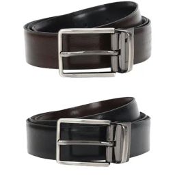 Louis Philippe Black & Brown Solid Reversible Belt For Men-picture-35