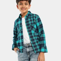 LilPicks Kids Green & Navy Checks Shirt-image-15