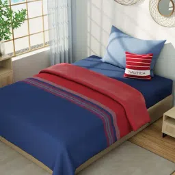 NAUTICA Hampton Red & Navy Satin Cotton 210 TC Single Dohar-image-62