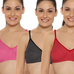 Floret Multicolor Non Wired Non Padded Full Coverage Bra (Pack Of 3) image 1