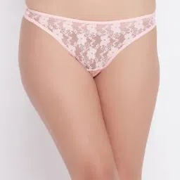 Clovia Peach Lace G-String Panty-image-12