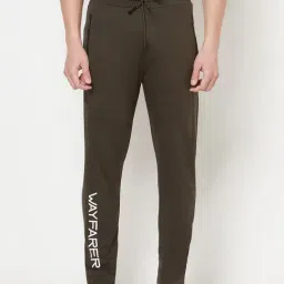 Crimsoune Club Olive Green Slim Fit Printed Trackpants-image-84