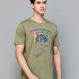 Forca by Lifestyle Sage Cotton Regular Fit Printed T-Shirts-picture-14