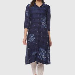 Biba Blue Printed Straight Kurta-picture-35