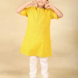 Fabindia Boys Yellow Cotton Printed Kurta-image-62