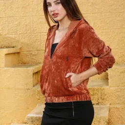 Campus Sutra Orange Regular Fit Hoodie image 3