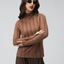 SHOWOFFFF Brown Nylon Solid Top-image-18
