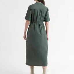 FableStreet Olive Regular Fit Midi Dress image 2