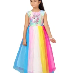 Aarika Kids Multicolor Unicorn Print Gown image 3