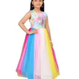 Aarika Kids Multicolor Unicorn Print Gown image 4