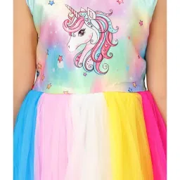 Aarika Kids Multicolor Unicorn Print Gown image 5