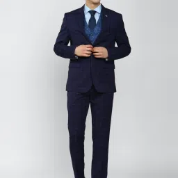 Van Heusen Navy Slim Fit Checks Four Piece Suit image 1