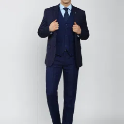 Van Heusen Navy Slim Fit Checks Four Piece Suit image 5