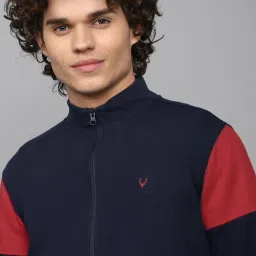 allen solly Men Navy Stylized Neck Full Sleeves Casual Sweatshirt image 4