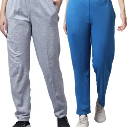 Vimal Jonney Grey & Blue Regular Fit Mid Rise Track Pants - Pack of 2 image 1