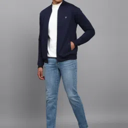 allen solly Men Navy Stylized Neck Full Sleeves Casual Sweatshirt image 5