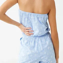 Forever 21 Purple & White Floral Print Tube Romper image 2