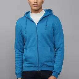 allen solly Men Blue Hooded Neck Full Sleeves Casual Sweatshirt image 1