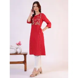 W Red Solid Kurta image 3