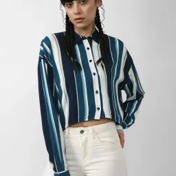 Forever 21 Multicolor Striped Crop Shirt image 1