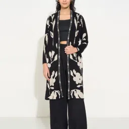 Rangmanch By Pantaloons Black Regular Fit Jacquard Cardigan-picture-12