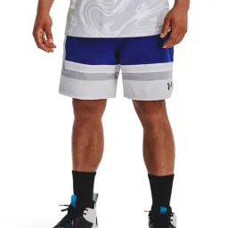 Under Armour Blue Loose Fit Colour Block Sports Shorts-image-26