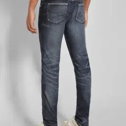 American Eagle Navy Cotton Skinny Fit Distressed Jeans image 2
