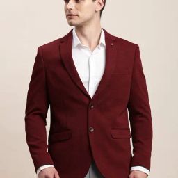 Turtle Maroon Relaxed Fit Texture Blazer-picture-12