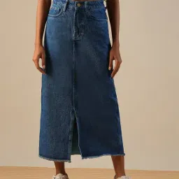 Globus Blue Solid Skirts-image-79