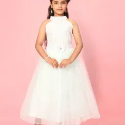 Aarika Kids White & Green Striped Gown-image-98